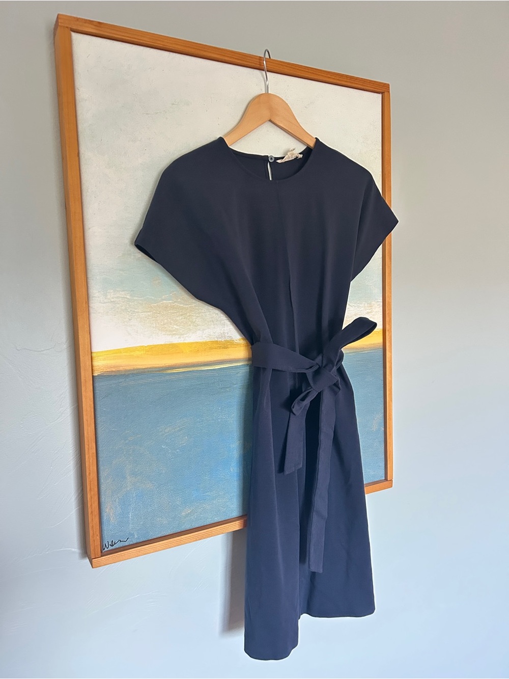 Boden Navy Tie-Waist Midi Dress